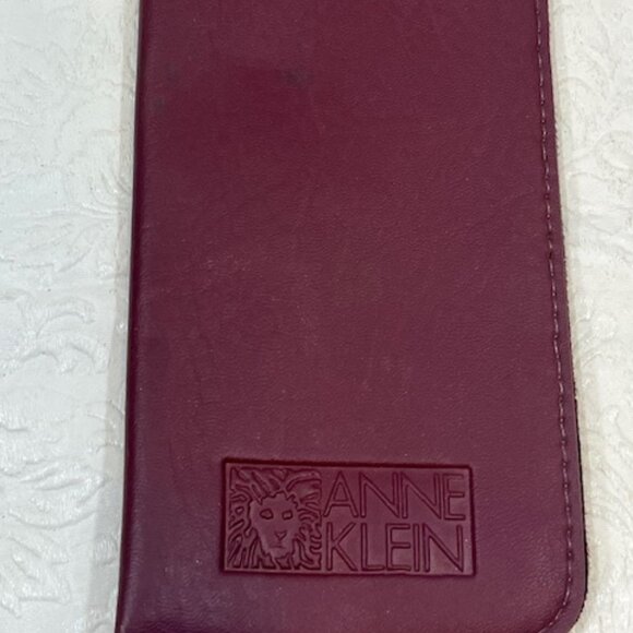 VTG Anne Klein Burgundy Red Soft Leather Eyeglasses Case 3.5"x7" - Picture 3 of 11